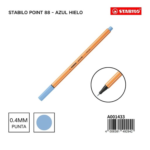 [A001433] Bolígrafo delgado STABILO point 88 azul hielo - Herramientas de escritura