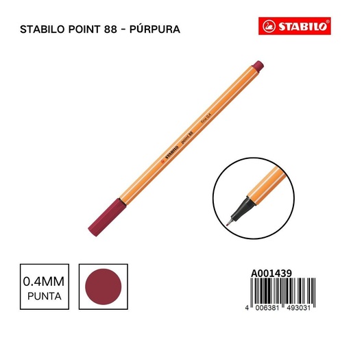 [A001439] Bolígrafo delgado STABILO point 88 púrpura - Artículos de papelería divertidos