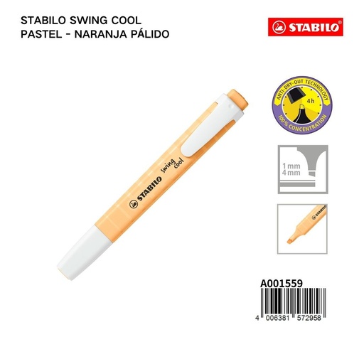 [A001559] Subrayador STABILO macaron 1/4 mm naranja pálido - Materiales escolares