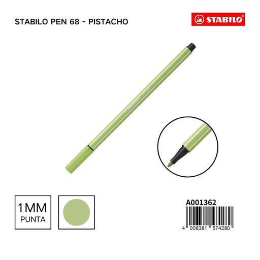[A001362] Rotulador STABILO 68 1mm pistacho - Materiales escolares
