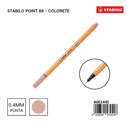 [A001445] Rotulador estabilo 88 de punta fina 0.4mm color carne - Marca de papelería