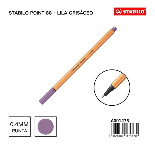 [A001475] Rotulador estabilo 88 de punta fina 0.4mm color lila grisáceo - Marca de papelería
