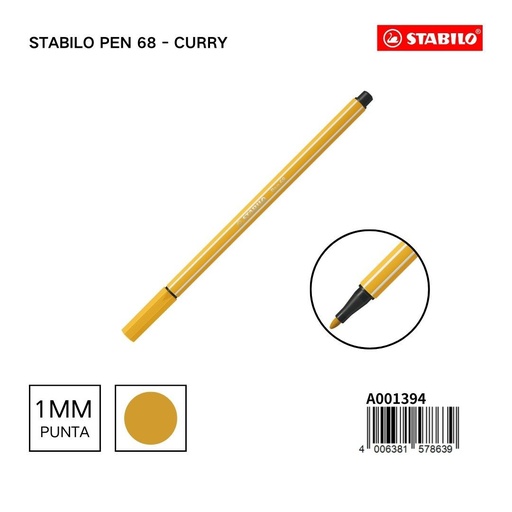 [A001394] Rotulador STABILO 68 1mm curry - Materiales escolares
