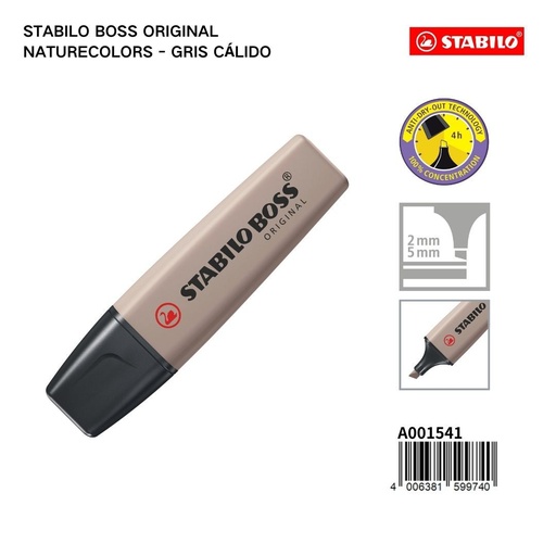 [A001541] Stabilo marcadores fluorescentes NatureColors 2/5mm gris cálido para oficina y papelería