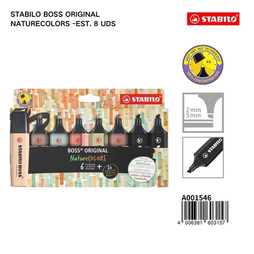 [A001546] Stabilo Boss original nature colors marcador 2/5mm set de 8 colores
