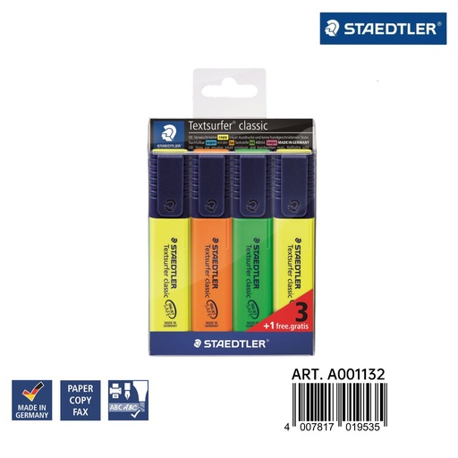 [A001132] Marcadores fluorescentes 3+1 regalo - Material de oficina - STAEDTLER