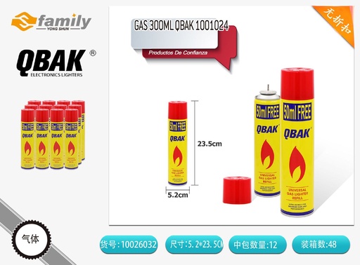 [A002434] GAS 300 ml QBAK 1001024 - Artículos para fumadores