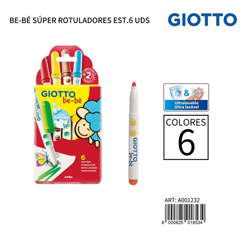 [A001232] Giotto Be-Bè rotuladores lavables 6 unidades - Material de papelería