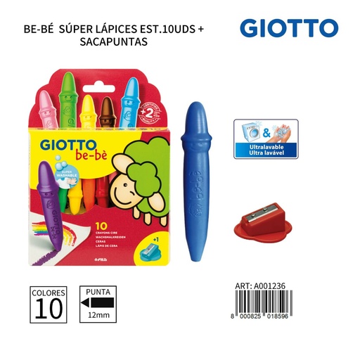 [A001236] Cera de dibujo 10 colores Giotto - Papelería Dibujo