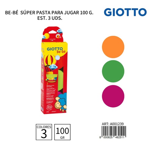 [A001239] Súper pasta para jugar 100 g - Giotto plastilina 3x100 g
