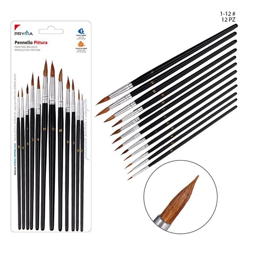 [0123220] Pincel redondo negro 12pz - Material artístico