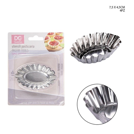 [0123267] Moldes de magdalenas ovalados de metal 7.5X4.5CM 4 piezas - Utensilios de repostería