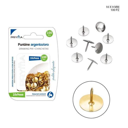 [0124687] Chinchetas color oro y plata 1x0.9 cm 100 unidades - Accesorios variados