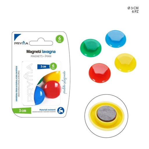 [0125057] Imán redondo para pizarra 3 cm 6 PCS - Accesorios variados