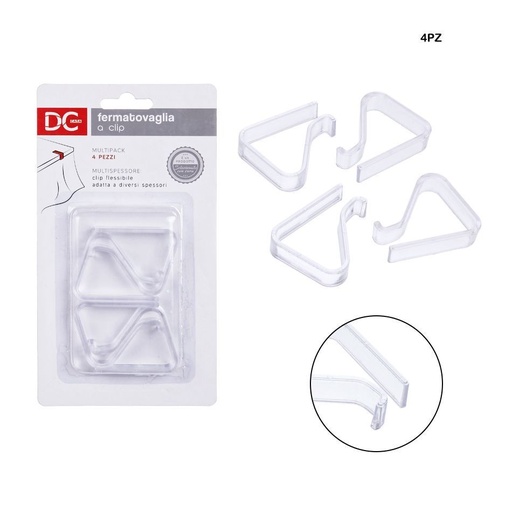 [0128200] Sujeta manteles de plástico transparente 4x5cm 4 pcs - Accesorios para la mesa