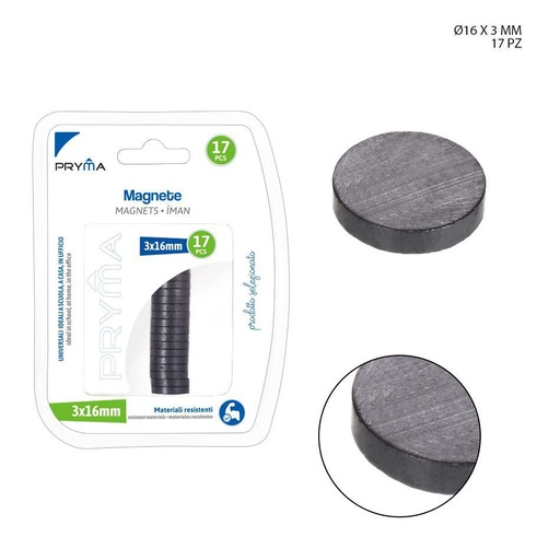 [0132894] Imanes 3x16 mm 17 unidades - Artículos de ferretería y adherencia