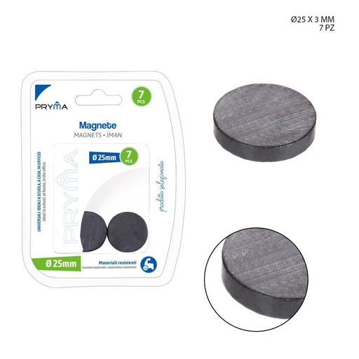 [0132895] Imanes 3x25 mm 7 unidades - Artículos de ferretería y adherencia