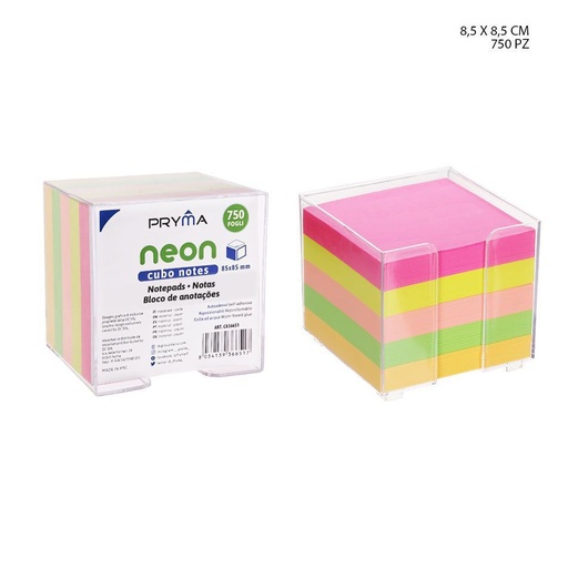[0133888] Portanotas 85x85 mm 750 FF neón - Notas adhesivas y organizadores de escritorio