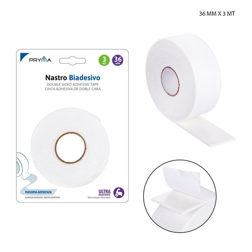 [0136915] Cinta adhesiva de doble cara 3.6cmx3m - Cintas adhesivas