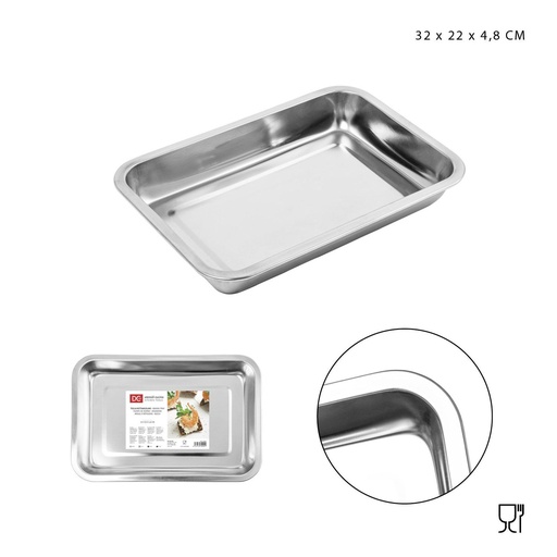 [0137454] Bandeja rectangular de acero inoxidable 32x22x4.8cm - Accesorios de cocina