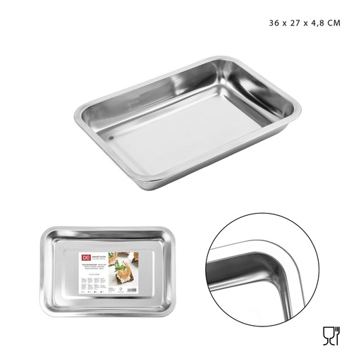 [0137455] Bandeja rectangular de acero inoxidable 36X27X4.8CM - Utensilios de cocina