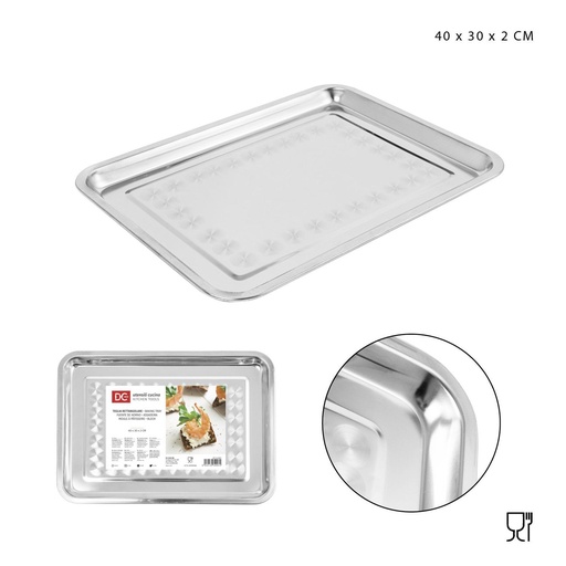 [0137459] Bandeja rectangular de acero inoxidable 40x30x2 cm - Accesorios de cocina