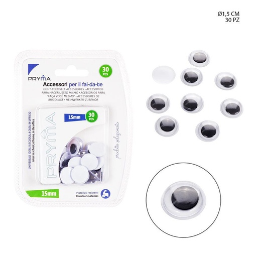 [0140170]  adornos oculares de 15 mm, 30 piezas - Accesorios de manualidades