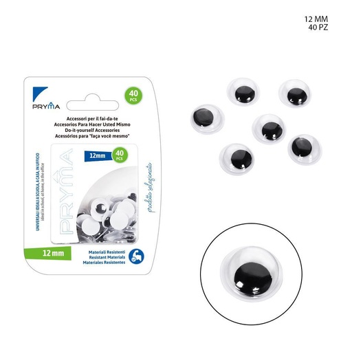 [0140171]  adornos oculares autoadhesivos de 12 mm, 40 piezas - Accesorios de manualidades