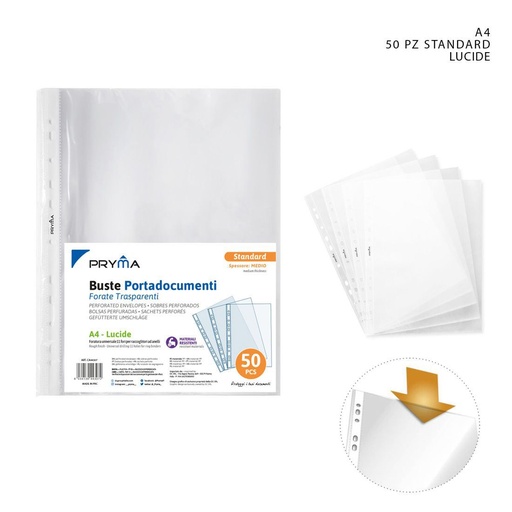 [0143068] Funda lucida multitaladro estándar A4 50pz - Material de oficina