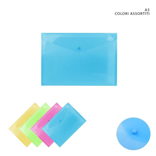[0143404] Carpeta con botón de colores A5 para organización y archivo