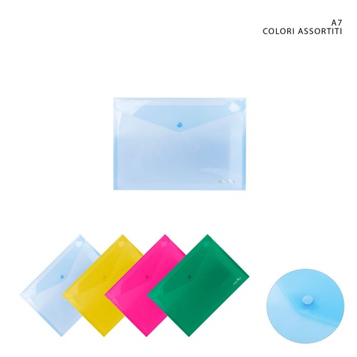 [0143408] Carpeta con botón de colores A7 para organización y archivo