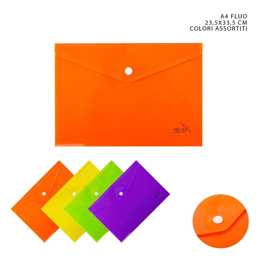 [0143379] Carpeta con botón fluorescente A4 23.5x33.5 cm - Carpeta de documentos
