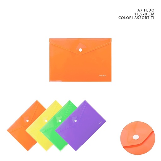 [0143385] Carpeta botón fluorescente A7 11.5x8cm - Carpeta para documentos
