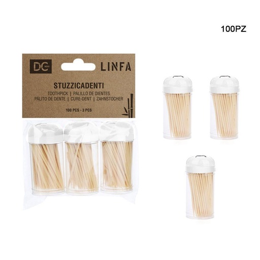 [0148369] Mondadientes de bambú (100X3 unidades) - Accesorios de cocina desechables