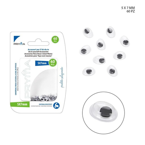 [0229296]  ojos ovalados decorativos de 5x7 mm, 60 piezas - Accesorios de manualidades