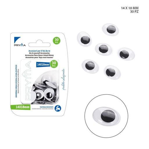 [0229299]  ojos ovalados decorativos de 14x18 mm, 30 piezas - Accesorios de manualidades
