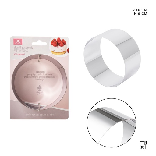 [0226284] Molde redondo de acero inoxidable para pasteles 10x6 cm - Utensilios de repostería