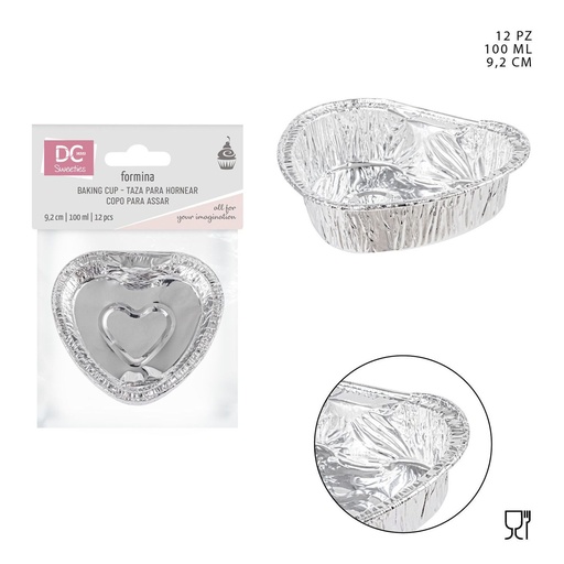 [0227715] Molde de aluminio para cupcakes 9.2 cm (100 ml, 12 piezas) - Moldes desechables para repostería
