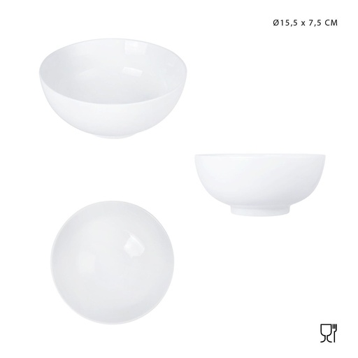 [0227700] Cuenco de porcelana D15.5xH7.5cm blanco - Cerámica
