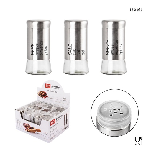[0228183] Salero de vidrio y acero 130ml - Utensilios de cocina