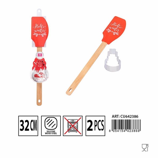 [0228397] Espátula de silicona 32 cm + molde Santa Claus Navidad - Utensilios y moldes de repostería
