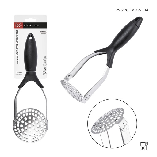 [0228239] Prensa patatas de acero inoxidable 29x9.5x3.5cm Black Design