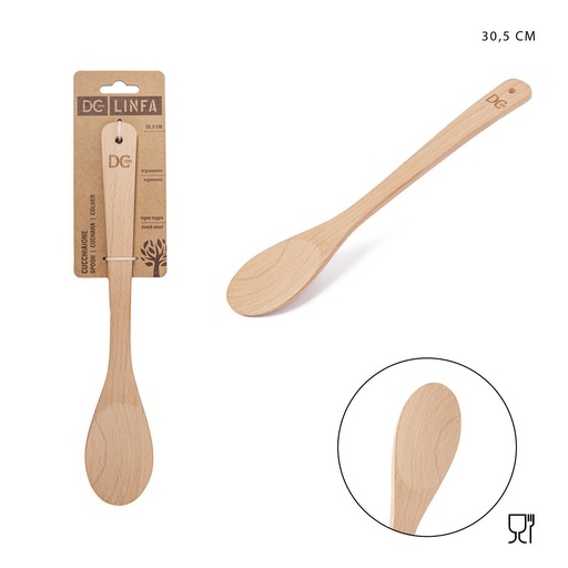 [0228738] Cuchara grande de madera con mango doblado 30.5X5.5CM - Utensilios de cocina