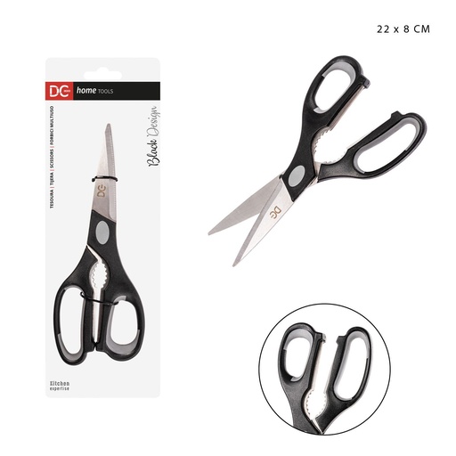 [0229257] Tijera multiusos diseño negro 22x8cm - Herramientas