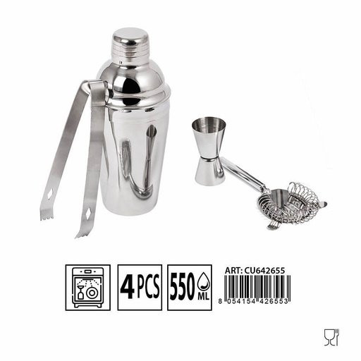 [0229679] Set de cóctel 550 ml 4 piezas - Herramientas de coctelera