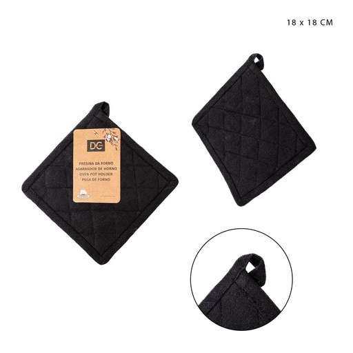 [0229870] Agarrador de cocina cuadrado negro 18x18CM - Accesorios de cocina