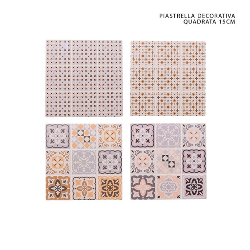 [0230476] Tejas decorativas cuadradas 15x15cm 4 decoraciones para cocina