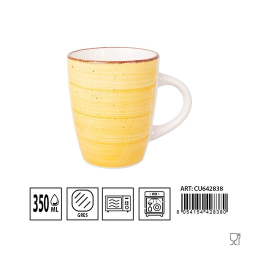 [0231632] Taza cerámica amarilla 350ml D8.5x10.5cm - Cerámica y hogar