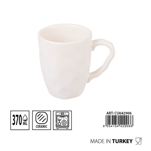 [0231886] Taza orgánica 370ml blanca - Cerámica y utensilios de hogar