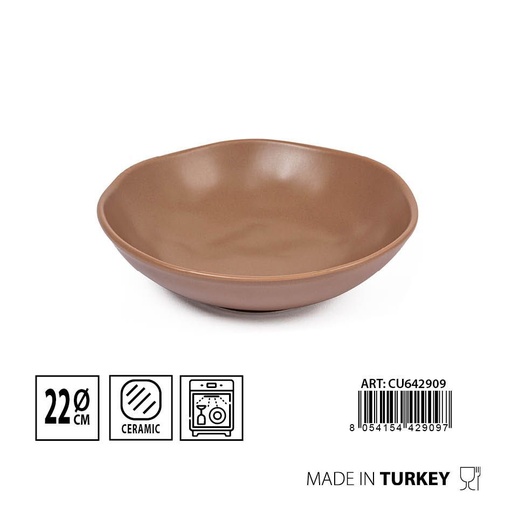 [0231889] Plato hondo orgánico 22 cm color beige - Cerámica